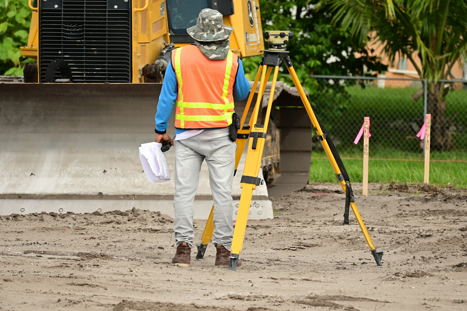 Land surveying exton on a construction site 